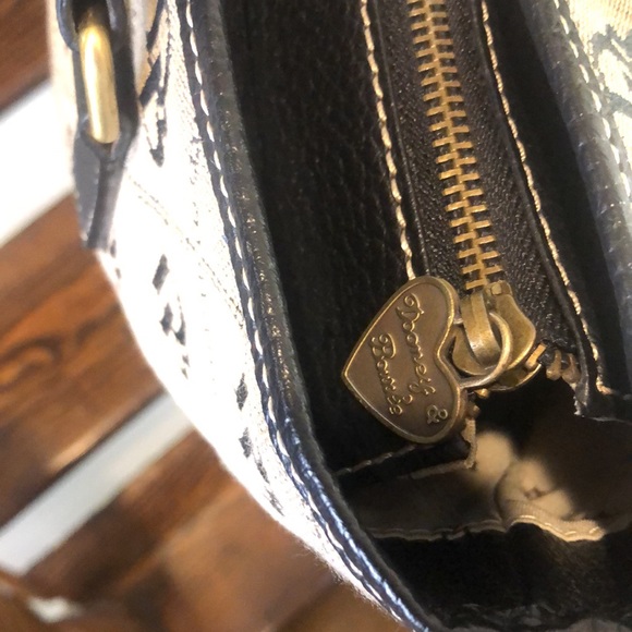 Vintage DOONEY BOURKE Monogram Black Tumbled Leather Two Top Handle Shoulder Bag - Picture 10 of 16